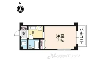 カーサ・デ・下鴨(1K/4階)の間取り写真
