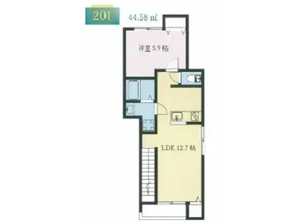 WAMAREレジデンス風雅(1LDK/2階)の間取り写真