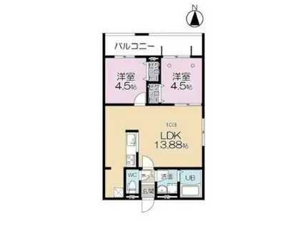 GRAND REVE E棟(2LDK/1階)の間取り写真