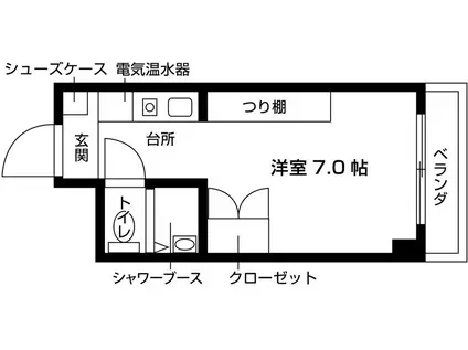 KUWADA(1K/6階)の間取り写真