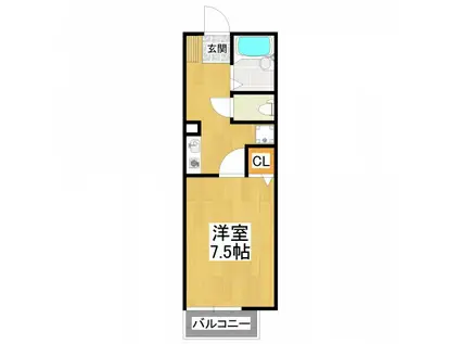 ジュネスドル・マンド(1K/1階)の間取り写真