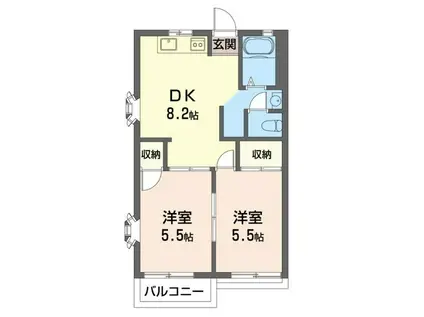 アパートメントあざみ(2DK/2階)の間取り写真