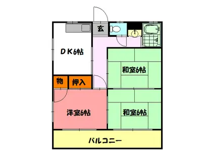 第二春陽マンション(3DK/3階)の間取り写真