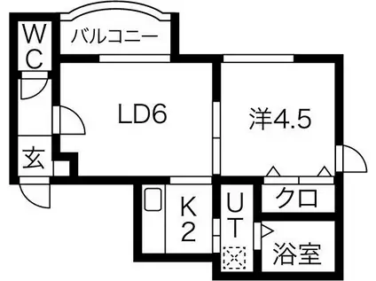ダイナスティアII(1LDK/3階)の間取り写真