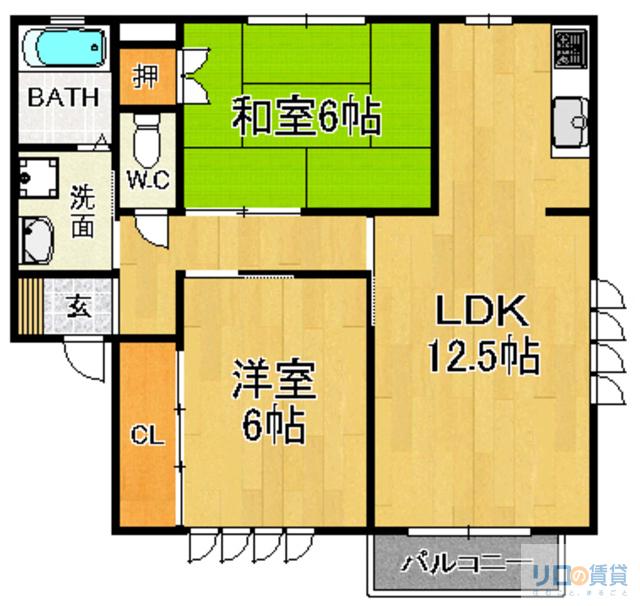 プラム中彦(2LDK/2階)の間取り写真