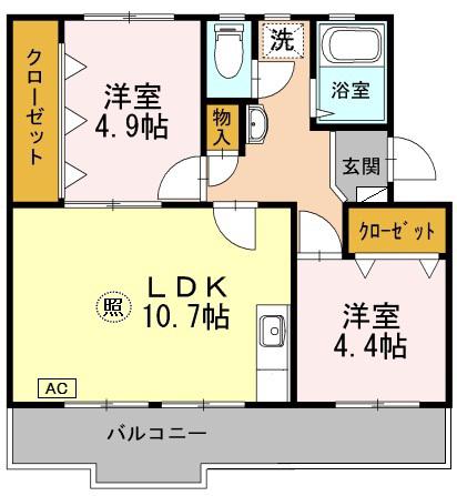 ロイヤルマンション1号棟(2LDK/2階)の間取り写真