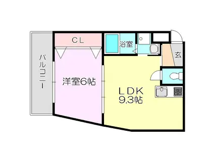 ICUBE新大阪東(1LDK/3階)の間取り写真