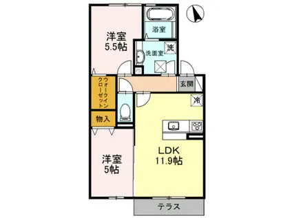 HABITATION アビタシオン(2LDK/1階)の間取り写真