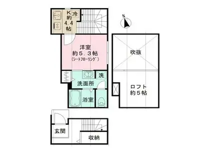 MAISON FROM A(1K/2階)の間取り写真