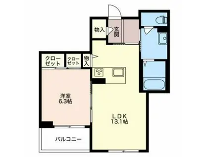 グレイスコート今朝白A(1LDK/2階)の間取り写真