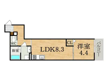 クレアール富雄北II(1LDK/3階)の間取り写真