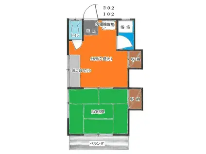 城口ハウス(1DK/1階)の間取り写真