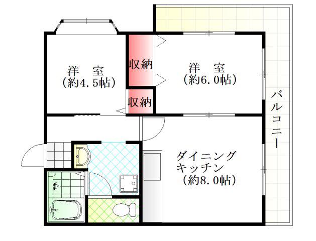 アルティメイトビル落合(2DK/3階)の間取り写真