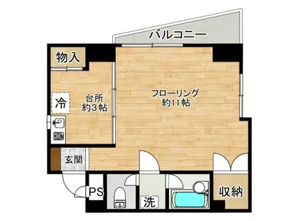山中ビル(1K/3階)の間取り写真