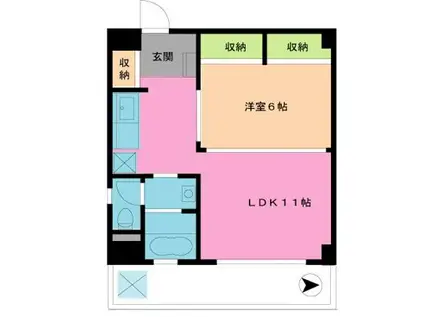 升本マンション(1LDK/3階)の間取り写真