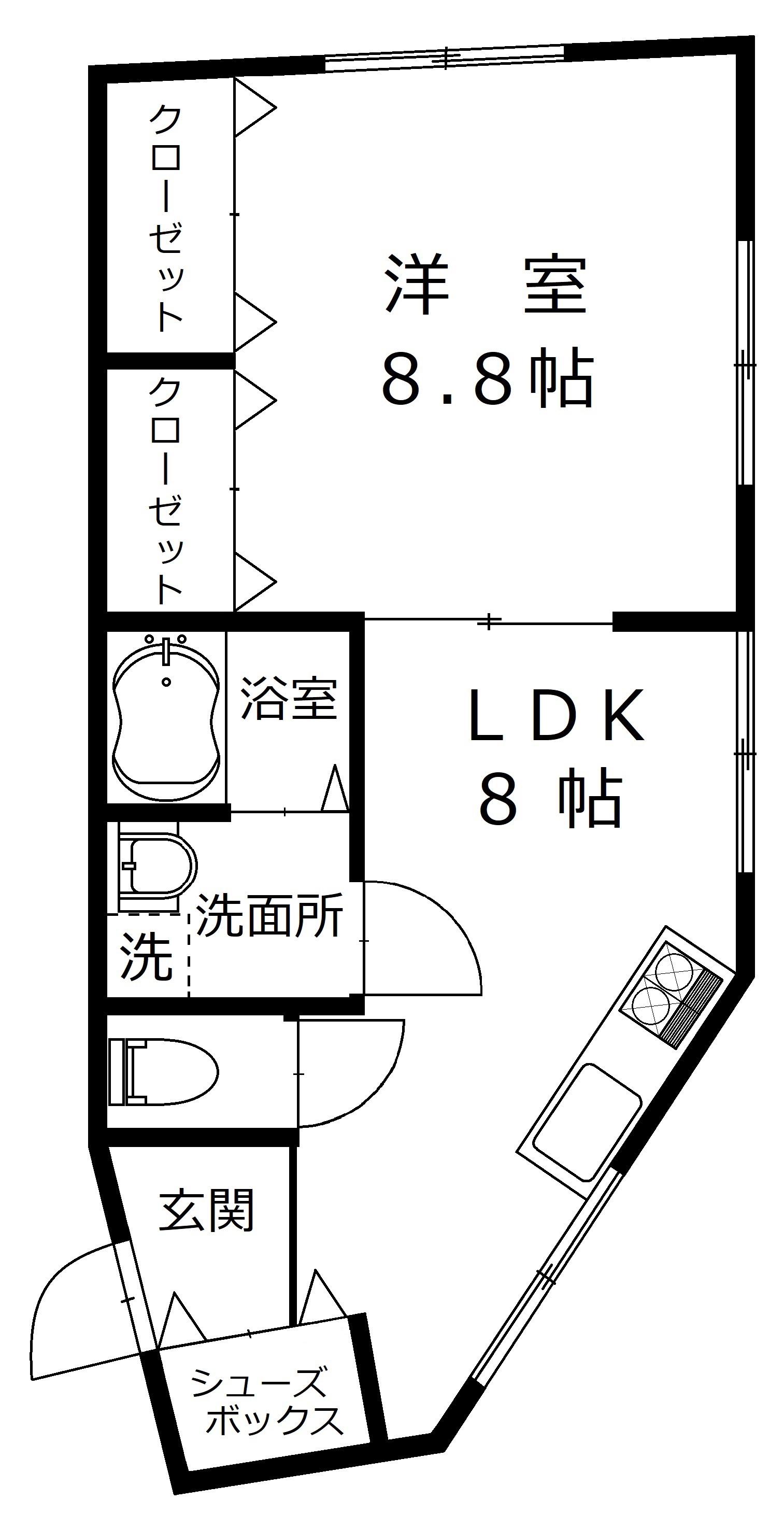 メゾン寺崎(1LDK/3階)の間取り写真