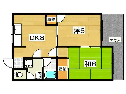 禁野ハイツ(2DK/2階)の間取り写真