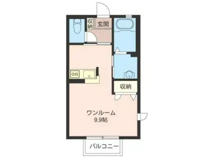 PRENDRE(ワンルーム/1階)の間取り写真