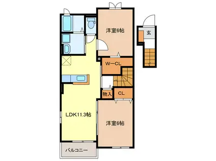 ランドマーク 0826(2LDK/2階)の間取り写真