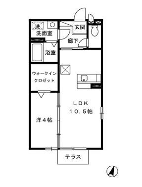 メゾンドフルール(1LDK/2階)の間取り写真