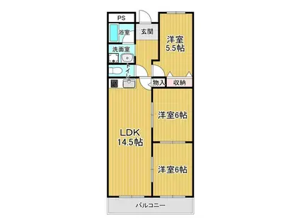 GROOVE門戸厄神(3LDK/3階)の間取り写真