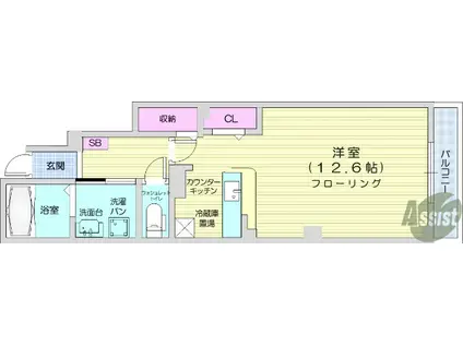 プランドール(1K/1階)の間取り写真