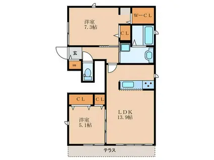 LA FELICE(2LDK/1階)の間取り写真