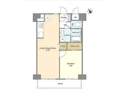 ミリアレジデンス押上(1LDK/4階)の間取り写真