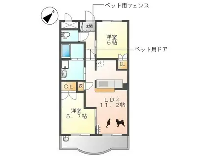 ファビュラス(2LDK/3階)の間取り写真