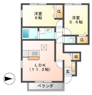サニーメゾン(2LDK/1階)の間取り写真