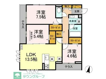 SOLEIL ICHIKAWA(3LDK/1階)の間取り写真