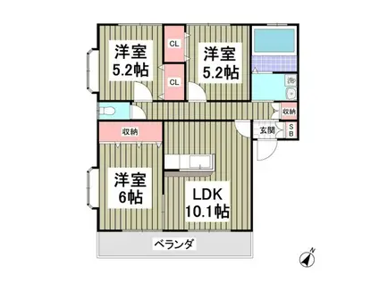 ハニーハウス A 東小保方町(3LDK/2階)の間取り写真