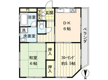 アソルティ柳崎(2DK/3階)の間取り写真