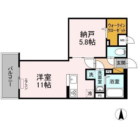 LIGHT HOUSE(1LDK/5階)の間取り写真