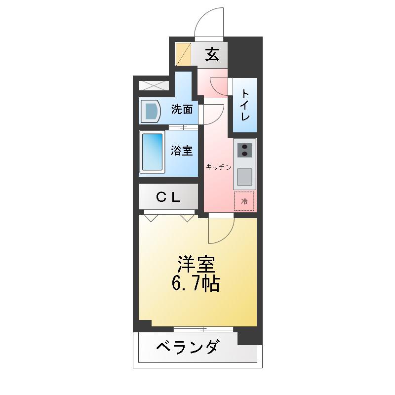 S-RESIDENCE四日市駅前COULEUR(1K/8階)の間取り写真