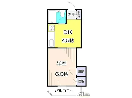 ブルーハピネス(1K/1階)の間取り写真