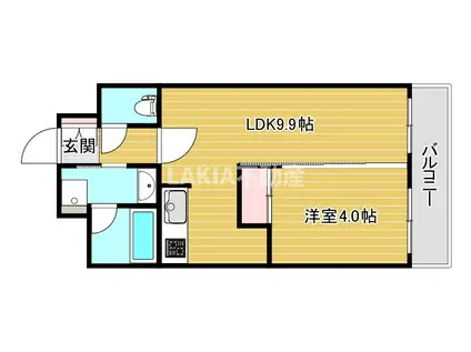 ラブニール西長堀パークフロント(1LDK/10階)の間取り写真