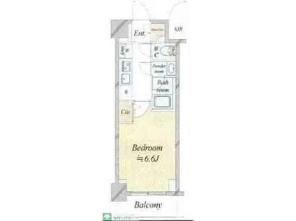 ドゥーエ新横浜(1K/6階)の間取り写真