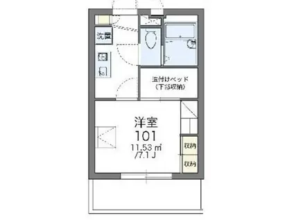 レオパレス大和田II(1K/1階)の間取り写真