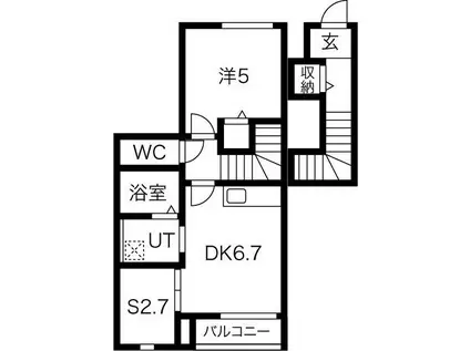 エストポミエ B棟(1SDK/2階)の間取り写真