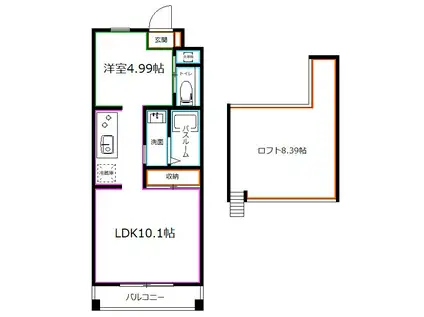サンガーデン光(1LDK/2階)の間取り写真