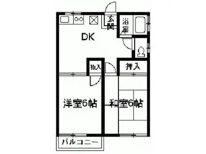 ファミーユカワイ(2DK/1階)の間取り写真