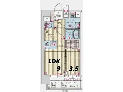 プレサンス庄内ブレイシス(1LDK/11階)の間取り写真