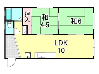 風見鶏第1フラワー館(2DK/2階)の間取り写真