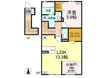 スペリアージュA棟202(1SLDK/2階)の間取り写真