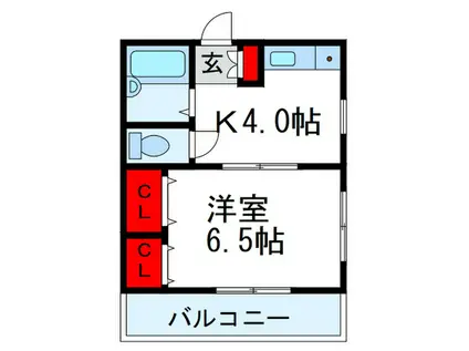 セイントヒル緑地(1K/2階)の間取り写真