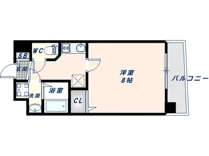 アドバンス大阪フェリシア(1K/6階)の間取り写真