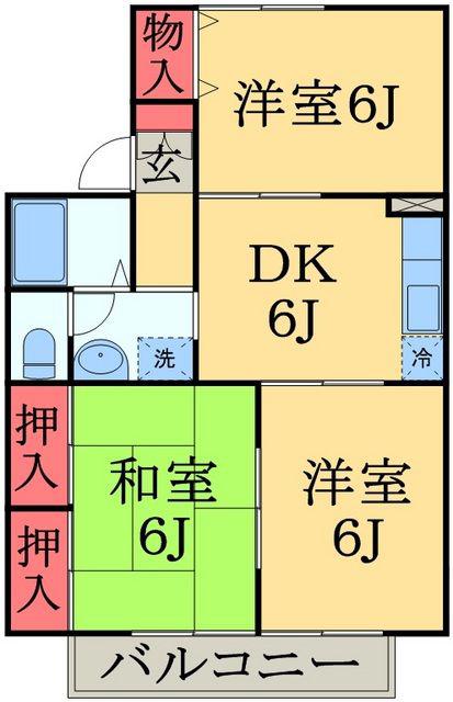 パークハイムA(3DK/2階)の間取り写真