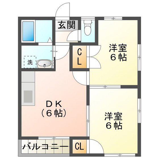 プチエムロード(2DK/2階)の間取り写真