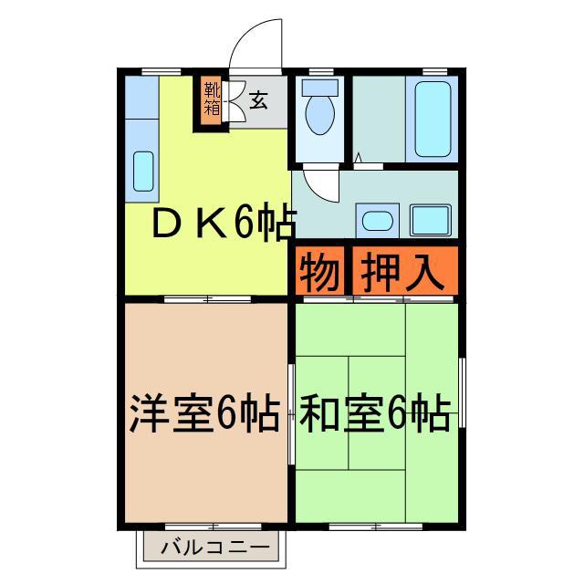 ウィングコーポラスI(2DK/2階)の間取り写真